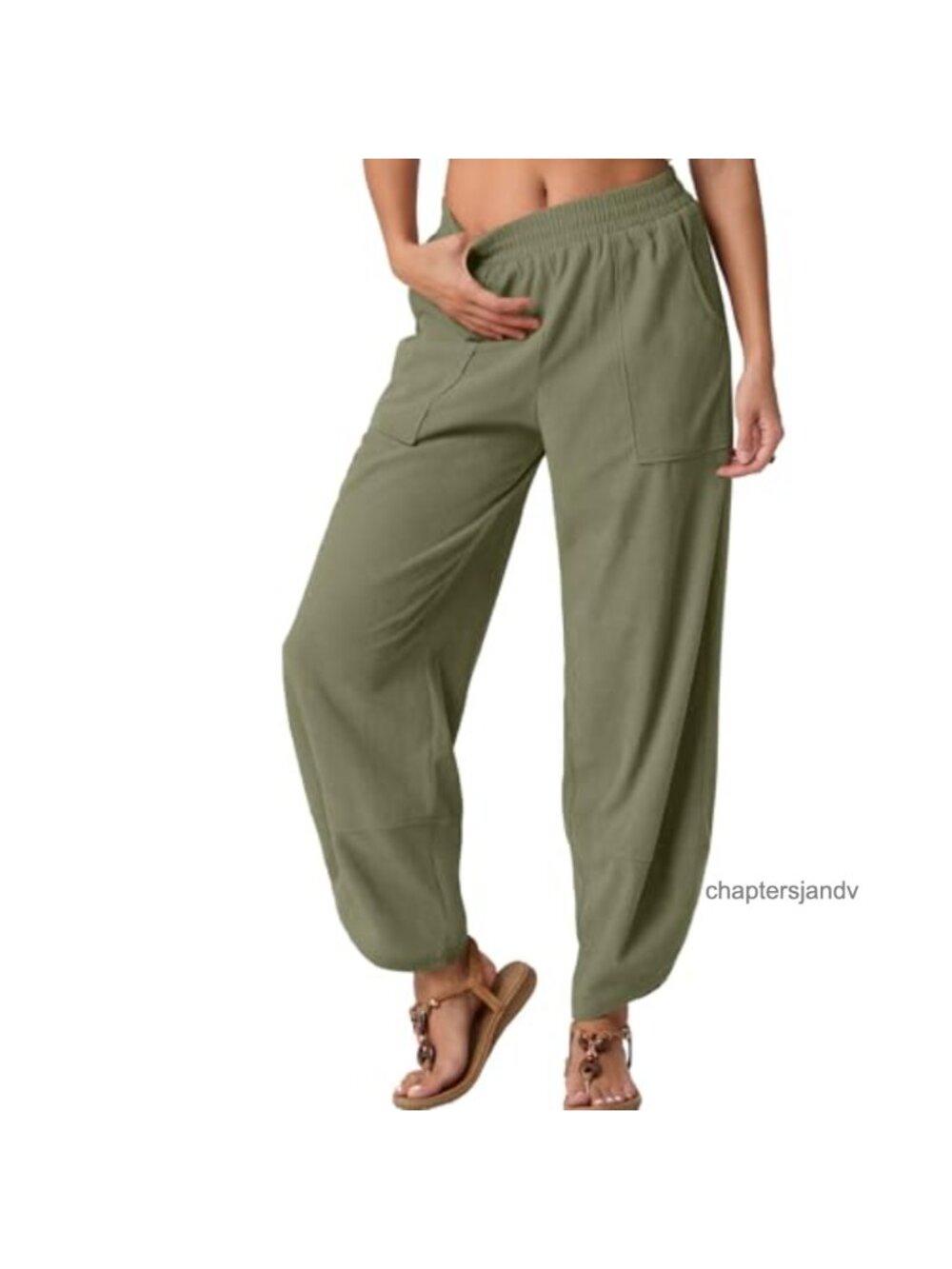 Womens Wide Leg Harem Palazzo Pants Elastic Waist with Pockets Flowy Casual